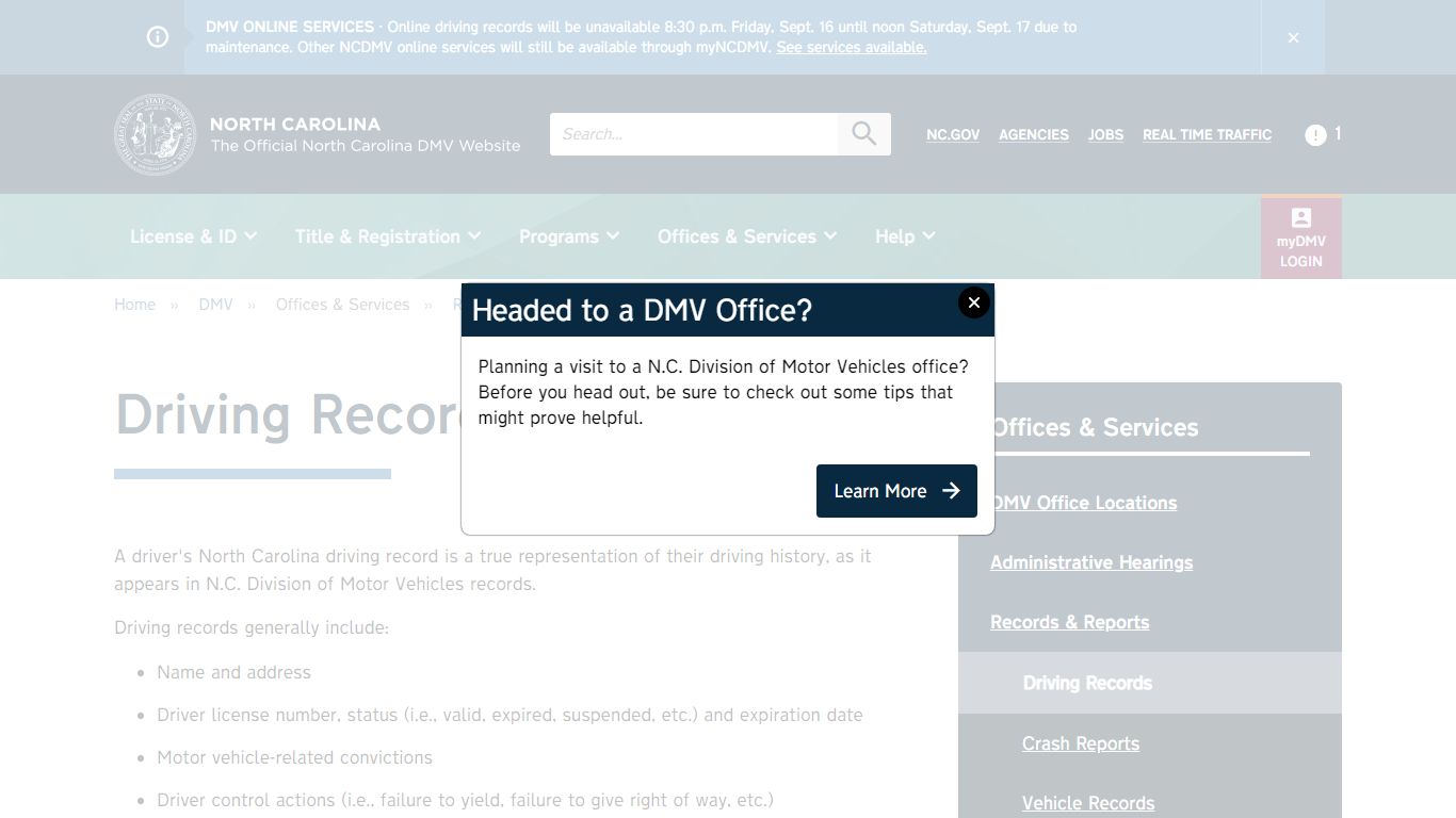 Official NCDMV: Driving Records